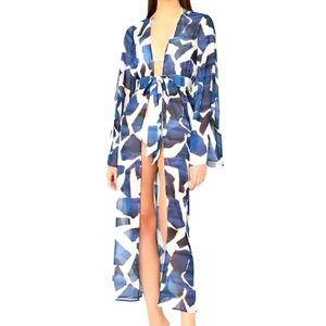 Vince Ocean Puzzle Chiffon Dress